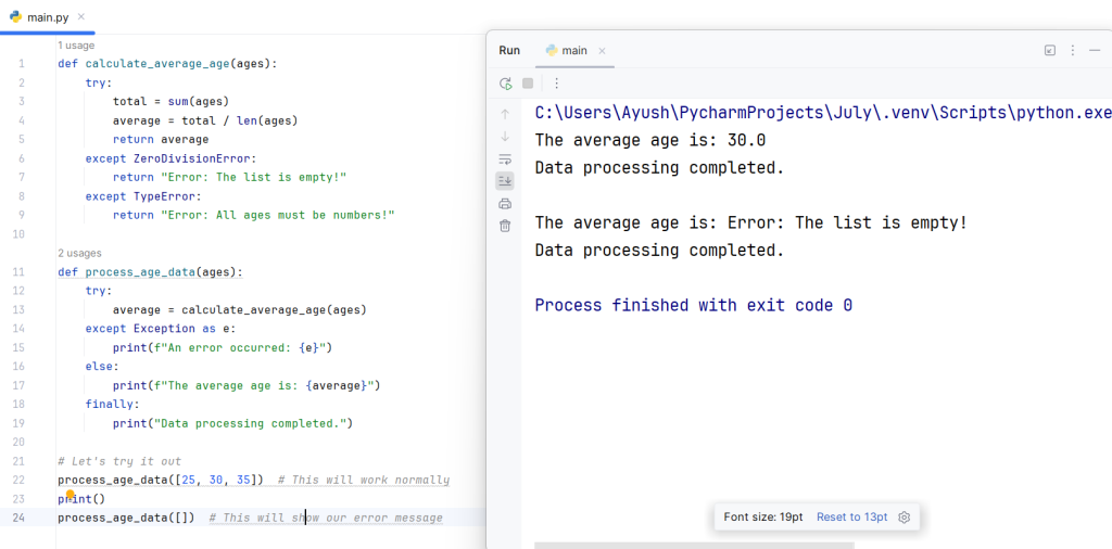 error handling